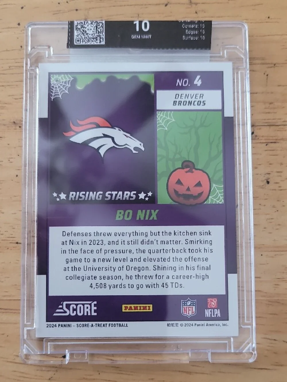 Panini Rising Stars Bo Nix Score A Treat DCM Greaded Gem Mint 10